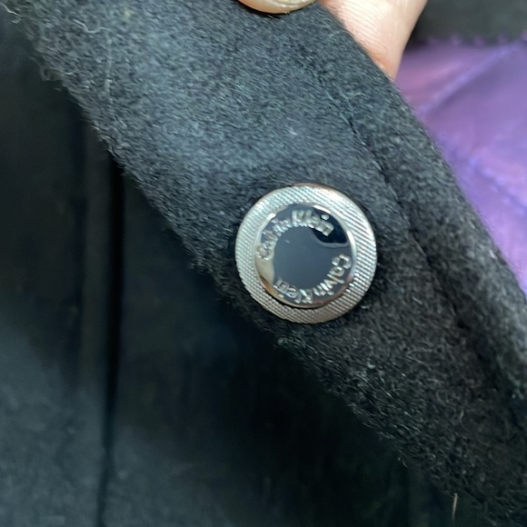 Women’s Calvin Klein Sz Small wool winter coat Removable hood zip & snap lined - Picture 4 of 11